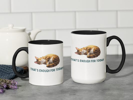 Mug - Sleeping Cat Coffee Mug with Funny Slogan